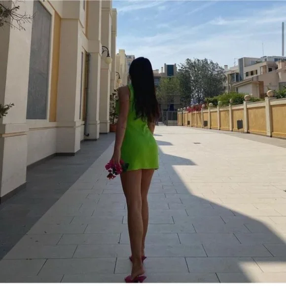 NWT ZARA Textured Weave Dress With Buttons M Green - Picture 10 of 13